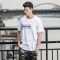 迪尔马奇夏季新款男士短袖T恤字母条纹印花圆领修身打底衫M01964_1 XXXL 白色