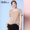 553_OliSi欧力丝白色/卡其色纯色t恤女短袖宽松百搭上衣女夏2018新款 L 卡其