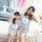 儿童睡衣女孩夏季亲子短袖女童睡裙卡通小孩夏天中大童裙通用家居服简约小清新连衣睡裙 【美妈】24码（建议165-170） SY06小J灵豆沙