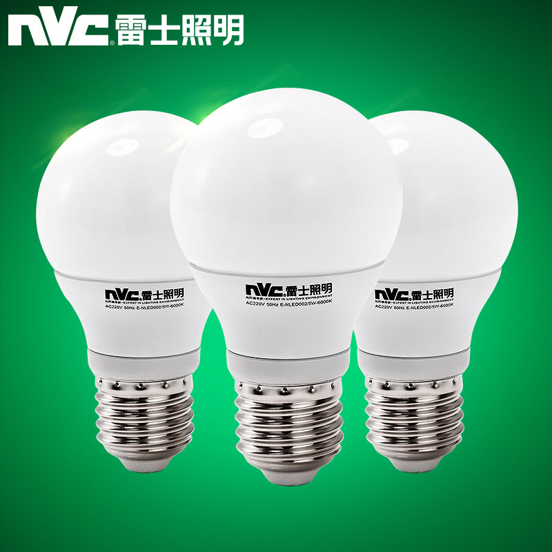 雷士照明LED灯泡球泡 暖白黄节能光源E27螺口高亮节能光源灯泡 E27螺口灯泡 3瓦暖白光【E27大螺口】