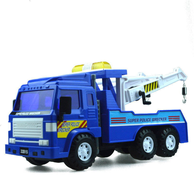 骏华 大号儿童玩具工程车模型 惯性汽车 清障车吊车救援车可旋转