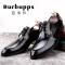 法国品牌芭步仕Burbupps2018新款商务正装潮流时尚男士真皮休闲皮鞋 黑色 42码