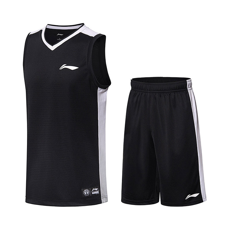 【自营】李宁LINING男子比赛套装训练比赛运动服AATN005-3 3XL AATN005-3标准黑标准白