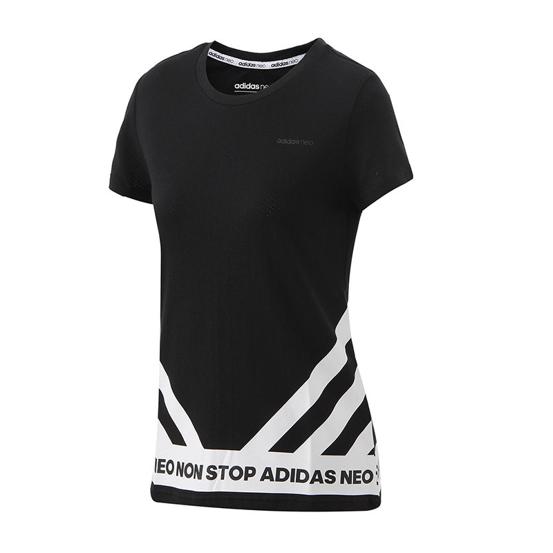 【自营】adidas阿迪达斯NEO女服运动服短袖T恤CD1249 L CD1249黑+白