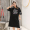 孕妇怀孕衣服夏天宽松孕妇裙夏季新款大码宽松T恤 XXXXXL 黑色