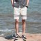 短裤夏天裤子男韩版潮流男士休闲五分裤宽松沙滩裤夏季5分大裤衩 M 米白