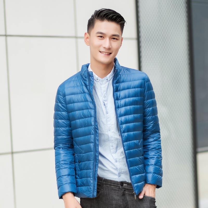 千仞岗2018春季新品羽绒服男短款轻薄立领休闲羽绒服外套219502 190/4XL 梦想蓝88603