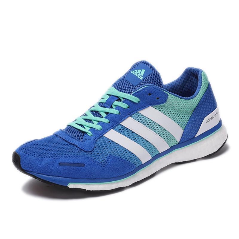adidas阿迪达斯2018男子adizeroadiosm跑步adizero跑步鞋BB_1 亮蓝/亮白/简单绿 40码