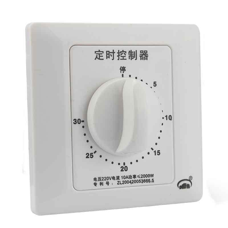 创新者 220V定时开关控制器机械式倒计时自动断电86型水泵定时器面板 无指示灯（无常开） 30分钟（带底盒）