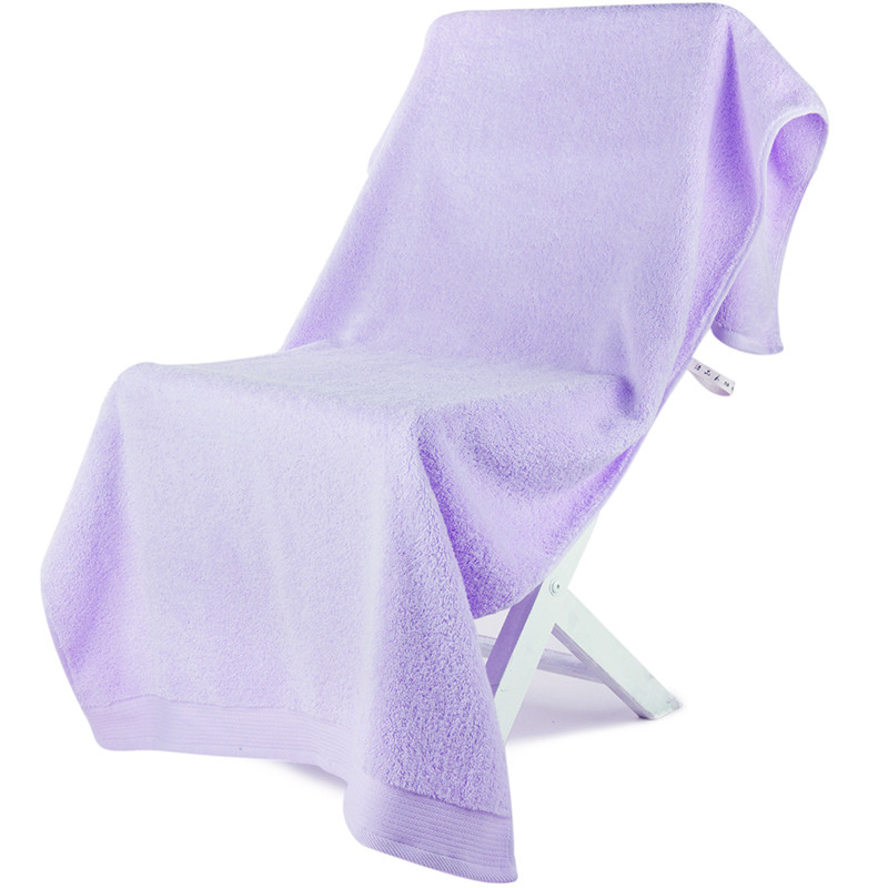 三利 A类加厚长绒棉 缎边大浴巾 纯棉 柔软舒适 带挂绳 婴儿可用 70x150cm 紫丁香色