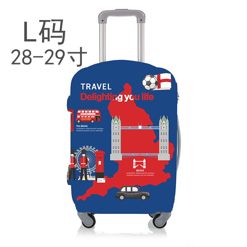 旅行拉杆箱子防尘罩弹力保护套行李箱套外套耐磨20加厚22皮箱24寸_3 默认尺寸 蓝色英国L码