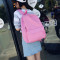 日系纯色帆布双肩包无印风简约纯色旅行包男女学生书包休闲包韩版_3 深蓝色