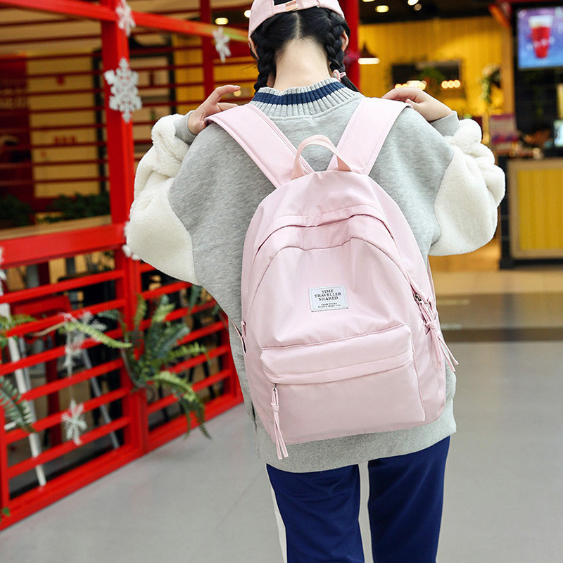 书包女韩版原宿ulzzang高中学生小清新森系双肩包学院风防水背包_3 粉红色收藏下单送挂件