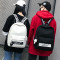 书包女双肩包女韩版学院风高中学生百搭字母校园帆布个性背包_2 黑色【黑布贴白字母】