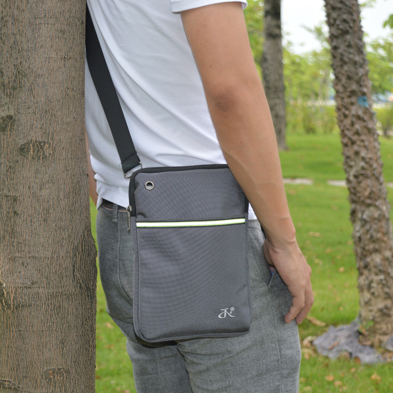 男士单肩包腰包8寸8.4寸平板腰包手机腰包斜挎帆布小包穿皮带腰包 双层拉链黑色