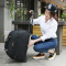 短途旅行包拉杆包手提行李箱包男女旅游旅行袋登机箱包手拖_13 咖啡格子(拉杆包)