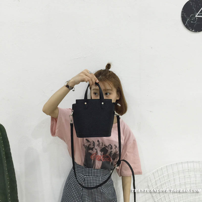 韩国时尚新款简约复古手提迷你小包包女休闲单肩斜挎包潮_5 黑色