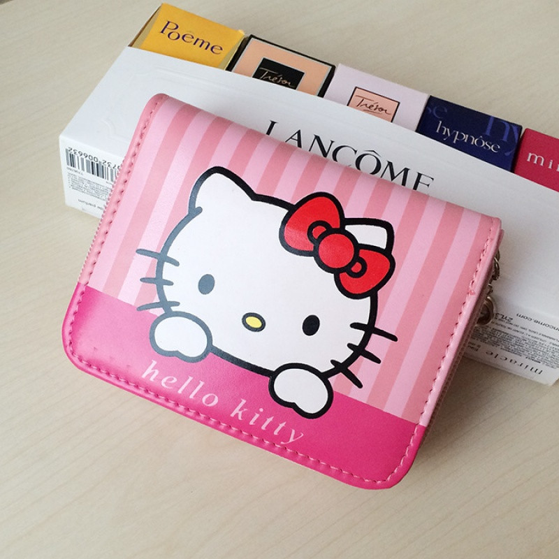 儿童钱包短款拉链可爱男女孩卡通学生动漫米奇hellokitty钱包_4 粉色kitty
