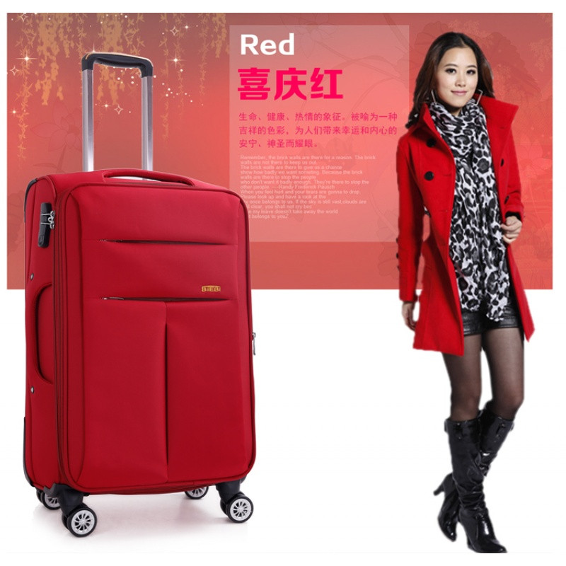 行李箱密码登机箱女20寸牛津布拉杆箱万向轮24寸男软箱帆布旅行箱_14 24寸 红色