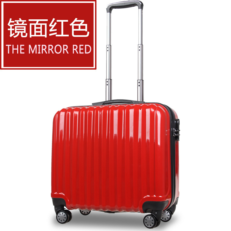 袋鼠万向轮拉杆箱PC登机箱14寸寸旅行箱男女行李箱玫瑰金防刮 18寸 大红色