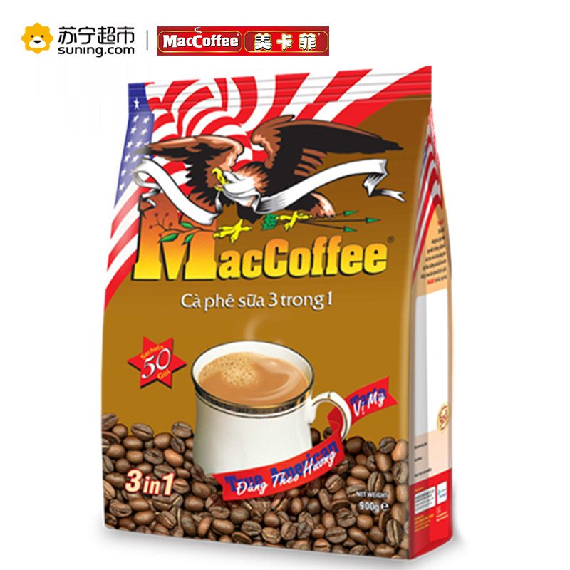 美卡菲（MacCoffee) 3合1即溶咖啡 900g(18g*50条) 马来西亚进口咖啡