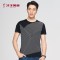 才子男装2018夏季新款男士青年时尚休闲几何体恤衫修身圆领短T恤_1 175/92A 黑色