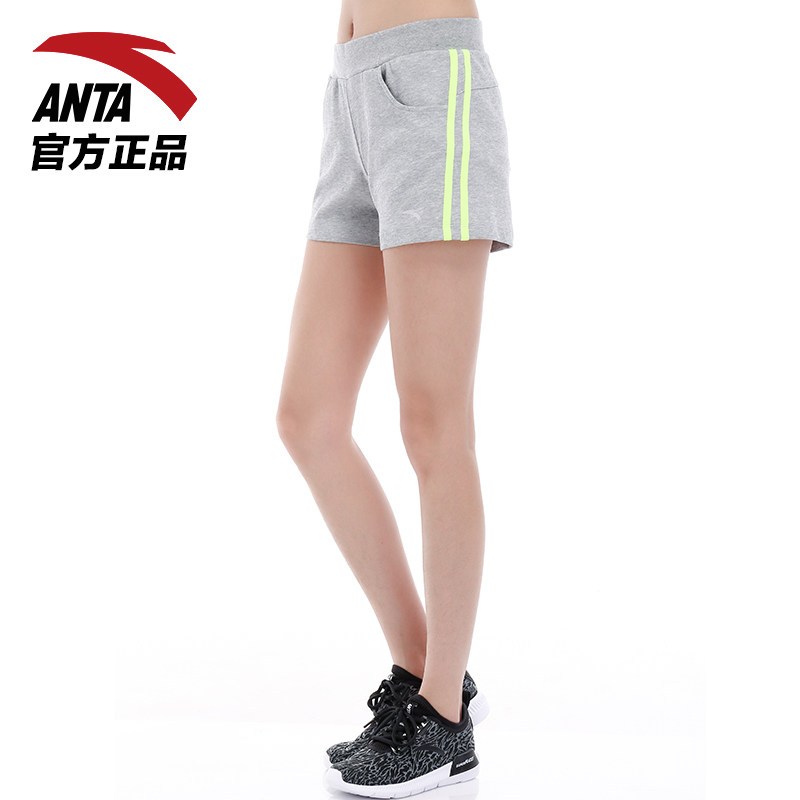 安踏女士短裤2018夏季新款正品女子针织运动短裤夏96717795 XS(155/64A) -3BC17灰花灰短裤