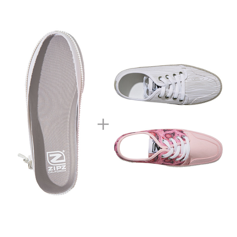 Zipz Woody Love Child美国拉链帆布鞋 休闲透气男女鞋 时尚百搭 35.5码 白色/粉色