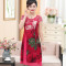 媛宿(YuanSu)中年女妈妈装夏装2018新款连衣裙中老年40-50岁过膝短袖雪纺裙子 XXL 红色