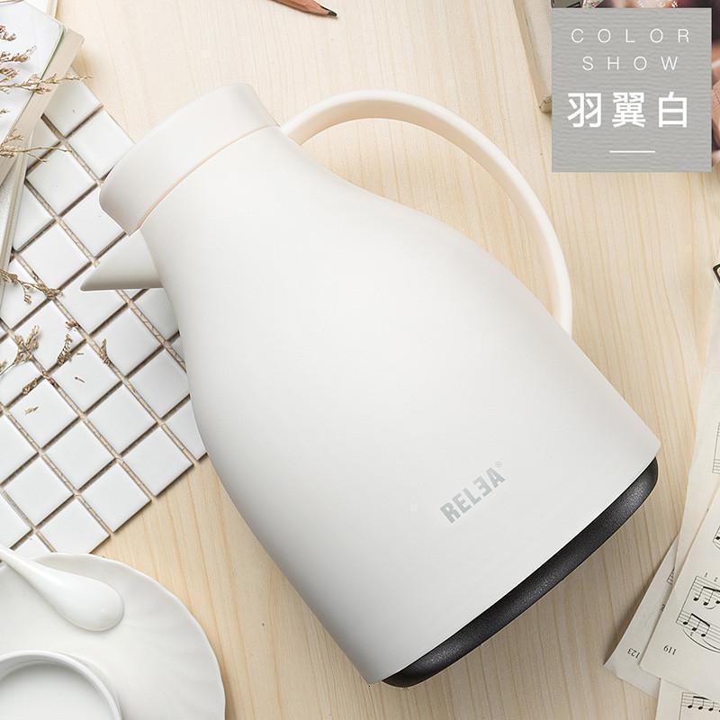 物生物(RELEA)荧彩家居保温壶玻璃内胆家用暖壶水壶大容量暖热水瓶1.5L_1_2 慕莎壶【1.4L白色】