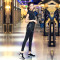 闪电客春夏瑜伽服健身服女2018新款运动服速干瑜伽运动套装女健身房跑步 XL 长袖黑色+深灰边长裤