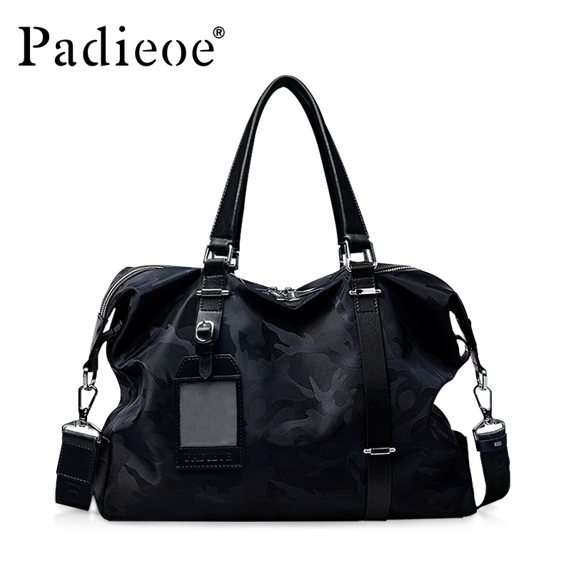 帕迪欧手提包男士包包休闲时尚单肩斜挎包男包横款公文包男帆布包 NB160619-1 黑色