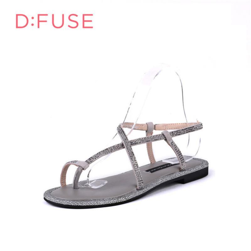 D：Fuse/迪芙斯羊反绒后绊带夹趾舒适凉鞋女鞋DF72115281_hWN67 浅灰色 34