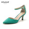 ST&SAT/星期六 简约百搭尖头低跟中后空单鞋女鞋SS61117748 绿色 38