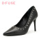 D：Fuse/迪芙斯单鞋秋浅口尖头套脚高跟女鞋DF63111042 10黑色 39