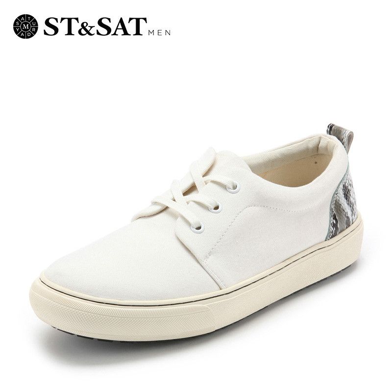 St&Sat/星期六织物/牛皮革运动系带户外休闲时尚单鞋男鞋SS51129009 白色 39