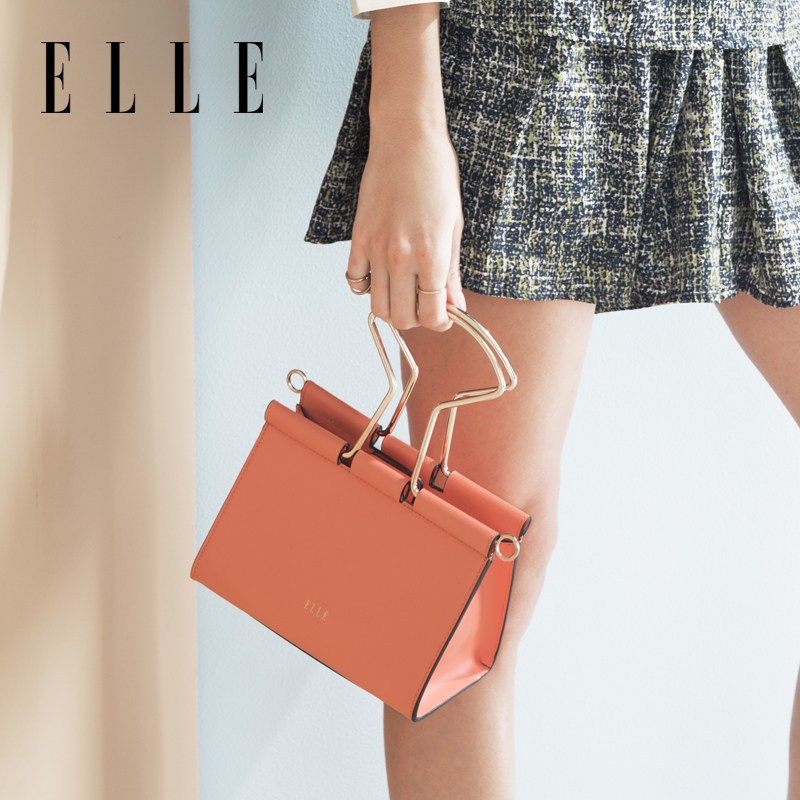 ELLE（她）2018年春夏新品女包 趣味个性长尾夹形单肩包手提包斜挎包多色可选 80213 珊瑚色