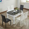 A家家具 餐桌 现代简约餐桌椅 钢化玻璃餐桌折叠伸缩圆餐桌椅组合 黑白拼色 B款一桌六椅(两白四黑）