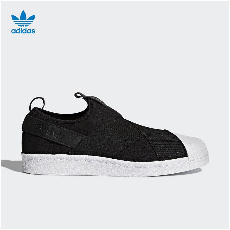 Adidas阿迪三叶草春夏新款女子三叶草系列低帮休闲鞋BZ0112 1号黑色/1号黑色/1号黑色 38.5