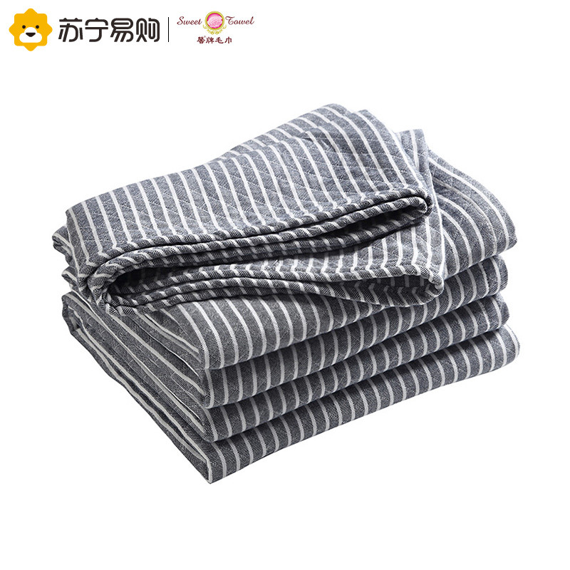 馨牌 A类安全标准纯棉多功能可水洗全棉毛巾被 盖被 毯子 垫被 床垫 条纹 其它 200*230CM 粉色、蓝灰色、灰绿 蓝灰色 200*230CM