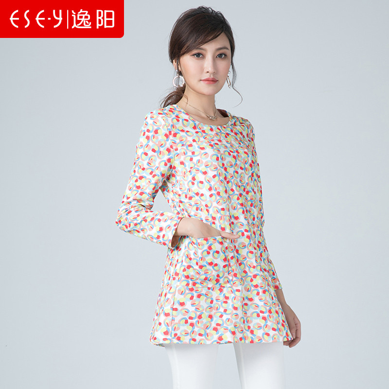 清仓2018春季新款中长款宽松内搭印花长袖外穿打底裙子女装0737_2 M 红色花
