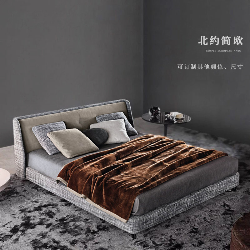 楚梵布床 北欧床 现代简约床1.5米 1.8米双人床北欧布床 灰色靠背 婚床 排骨架款【白色靠背】 1.5x2米高箱储物款【灰色靠背】