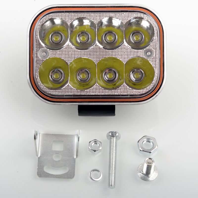 汽车双排LED射灯36W聚光越野车货车挖掘机摩托车工作灯前杠射灯 方形八珠远近光