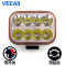 汽车货车铲车越野车挖掘机工程工作led大灯外置LED射灯12V24V超亮 方形八珠+开关+支架