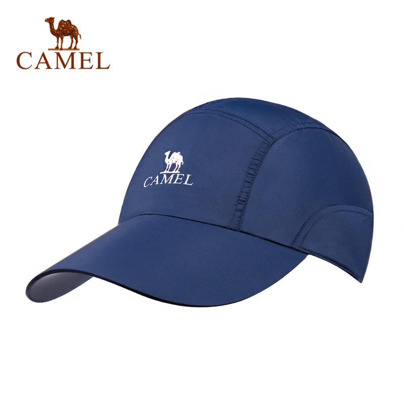 CAMEL骆驼户外运动帽 男女通用弹性帽围透气休闲运动帽 深青蓝