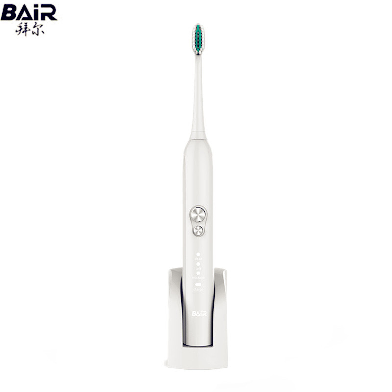 拜尔（BAIR）X6 成人电动牙刷 声波智能震动软毛情侣防水 白色 （主机+8个刷头+便携盒）