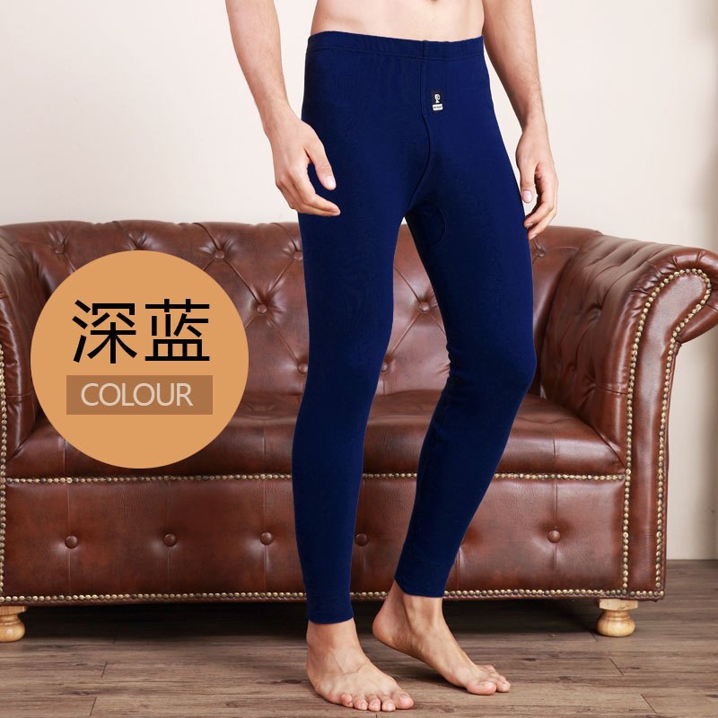 彼尔丹彼尔丹秋冬男士秋裤单件棉纯色保暖裤青年修身棉裤线裤_1 170（L） 3305深蓝