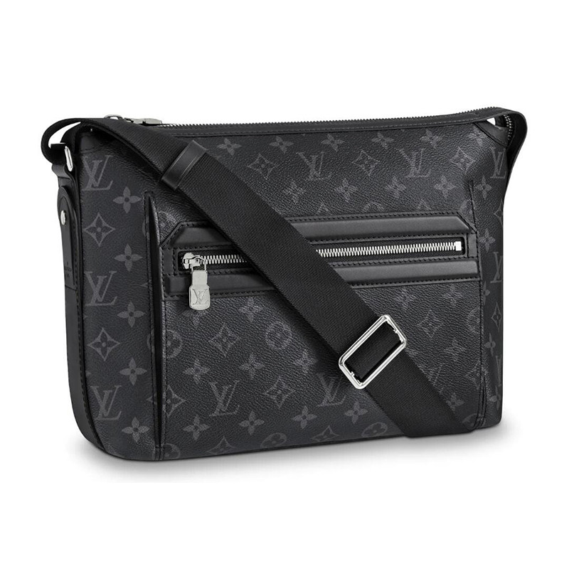 Louis Vuitton LV路易威登男包孔雀翎新款涂层帆布字母邮差包LV男包30.5*26*11cm M44223 黑色