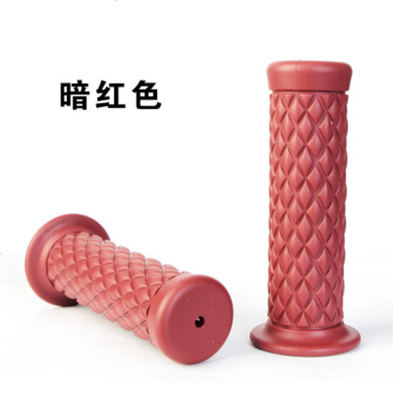 摩托车配件改装手把套助力车台湾把套软胶质鬼火福喜通用手把胶 复古手把套一对_暗红