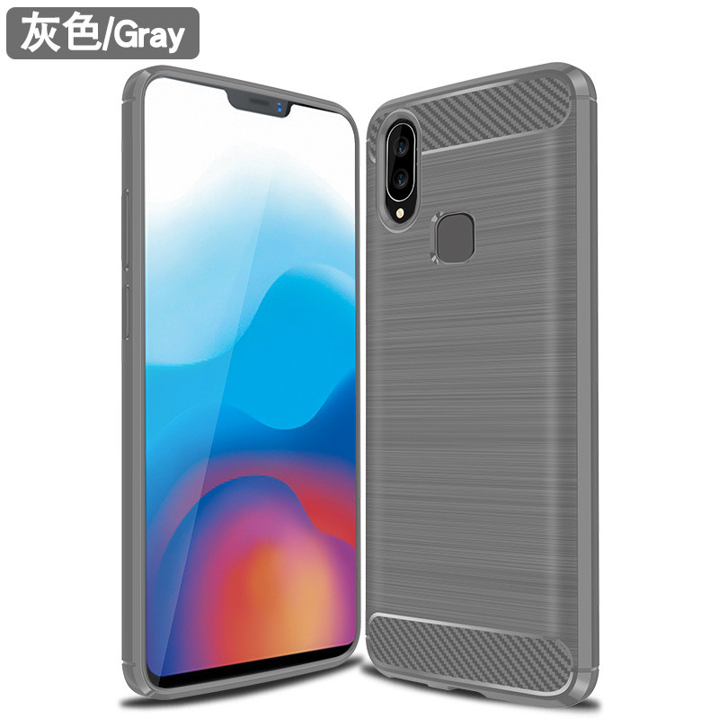 钦隆致 vivox21手机壳x21屏幕指纹版碳纤维拉丝纹硅胶软壳 防摔软套手机保护壳 vivox21屏幕指纹版-灰色